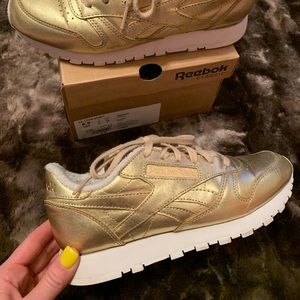 gold reebok high tops